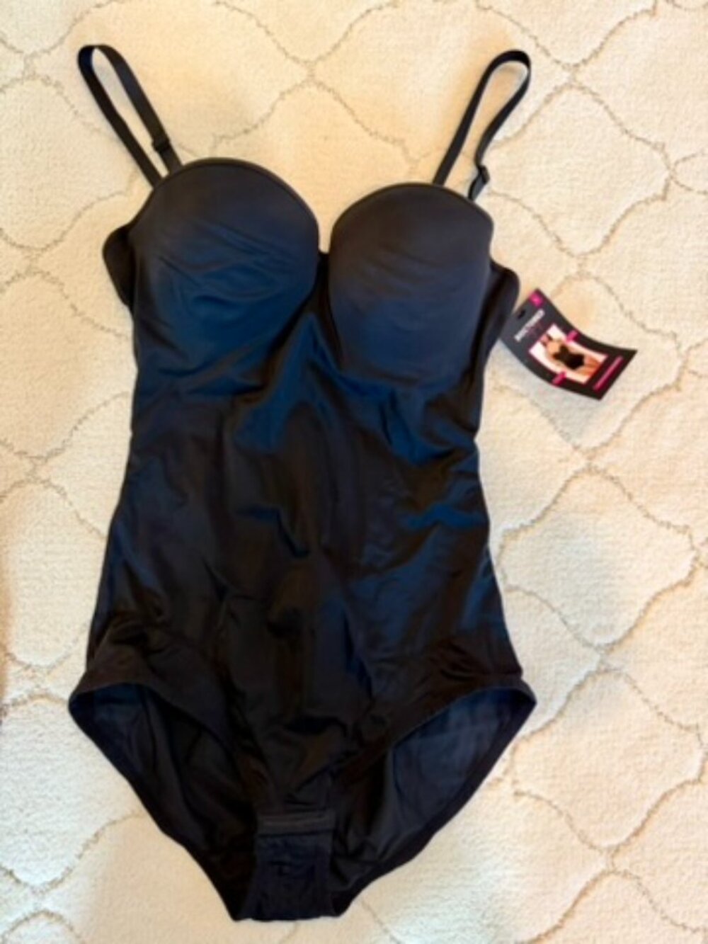 NWT Swank A Posh Doctored Black Strapless Shapewear Bodysuit L